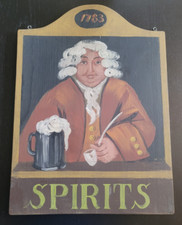 Vintage Colonial Beer Pub Tavern Wooden Spirits Sign