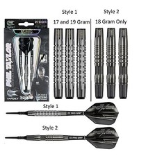 Phil Taylor Power 8Zero Black 80% Tungsten Soft Tip Darts by Target 17g 18g 19g