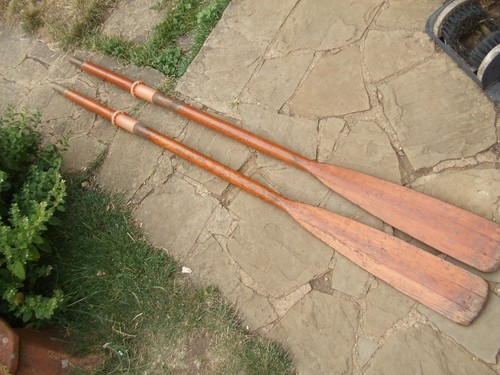 Vintage wooden rowing - wooden, oars