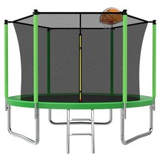 Velocity 8ft Trampoline with Safety Enclosure Basketball Hoop and Ladder