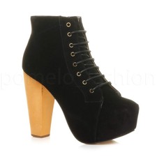 WOMENS LADIES LACE UP PLATFORM
