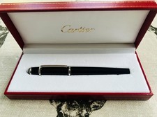 Cartier Diabolo Fountain Pen, 18k M nib, Platinum trim, Original box, nr mint