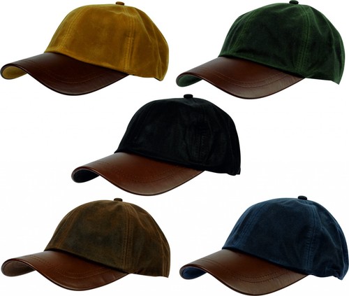 Mens wax baseball cap - baseball, leather