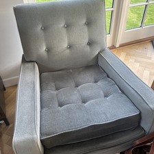  3 seater vintage armchair chair  - duck egg blue - velvet 