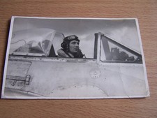 Military RAF Vintage Photo Pilot in Uniform in Cockpit Goggles
