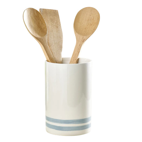 White ceramic utensil holder - white,