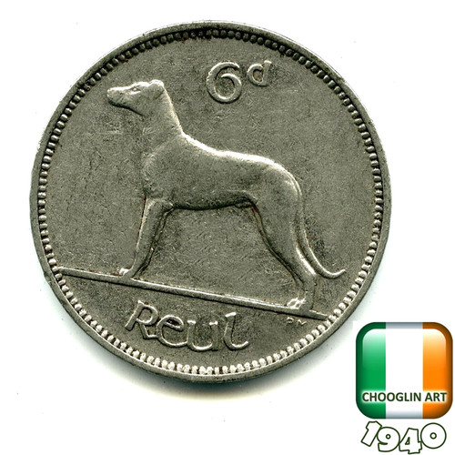 Irish 1940 sixpence 6d - sixpence,