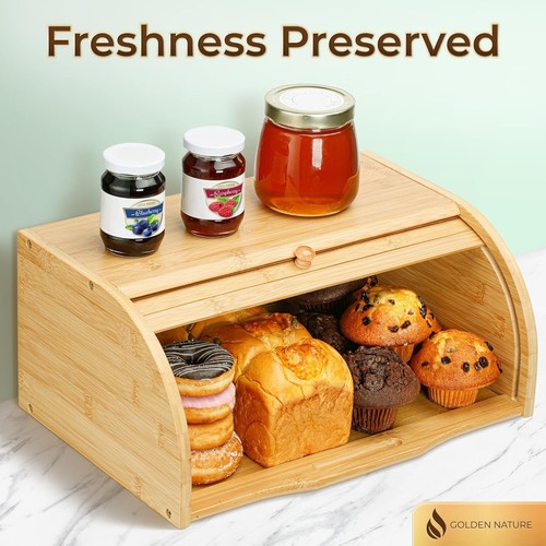 Bamboo bread bin for kitchen - bread,