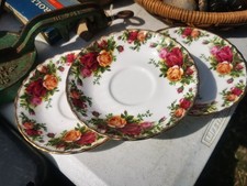 3 Royal Albert Country roses saucers for teacups, Vintage Royal Albert china