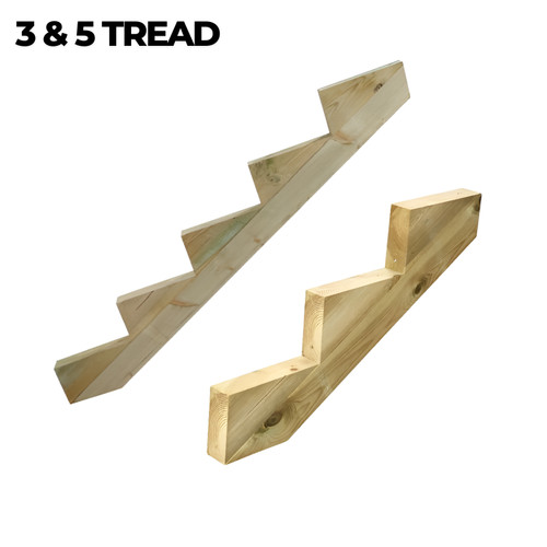 Decking stair stringer tread - stringer, 3-tread