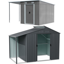 Metal Garden Shed 6.5x4,6.5x9,10x6ft Tools Bike Log Storage House w/Open Shed