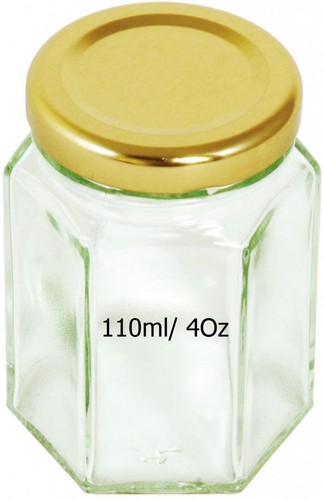 Hexagonal glass jar 110ml - jar,