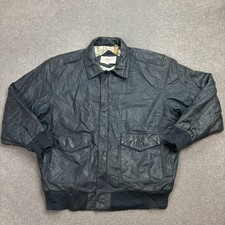 Leather Flying Jacket Adult Medium Blue Military Aviator Flight USA Bomber Men