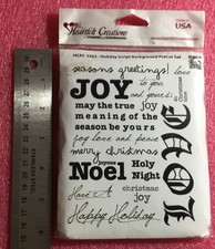 Heartfelt Creations Holiday Script Background Precut Rubber Stamp