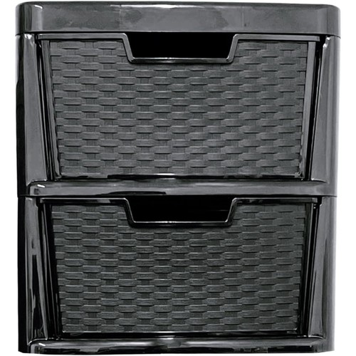Black plastic rattan drawer - rattan,