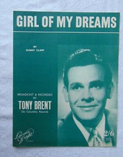 Vintage Sheet Music Girl Of My Dreams Tony Brent Sunny Clapp Free Postage
