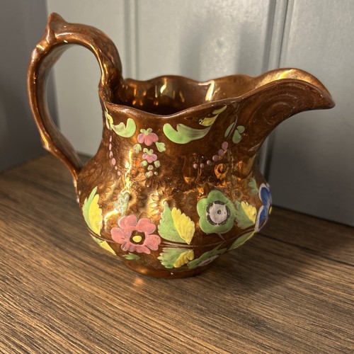 Antique copper luster jug - antique,