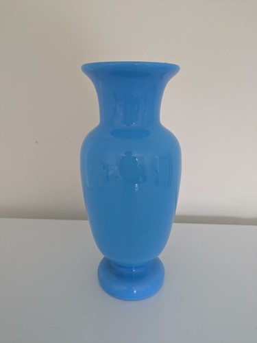 Turquoise opaque glass vase - opaque,