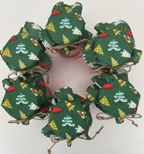 6 Christmas green tree fabric