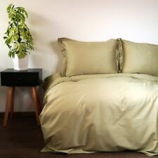 Soft Duvet Cover Set 3 Pc Olive Green Egyptian Cotton Satin Single Double King