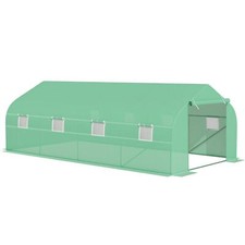 6 x 3M Walk in Polytunnel Greenhouse Large Outdoor Grow House w/ Door Green