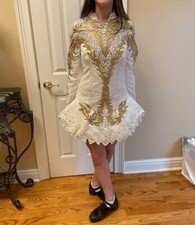 Stunning white/gold Elevation Irish Dance Solo Dress- never worn- negotiable
