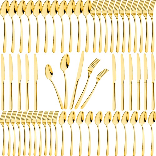 Pieces gold silverware set - gold,