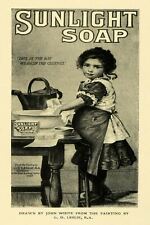 Sunlight Soap Black and White Illustration Advert Vintage Retro Style Metal Sign