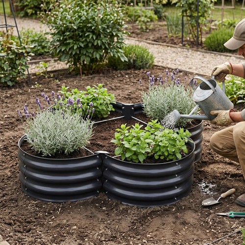 Galvanised steel raised garden - galvanised,
