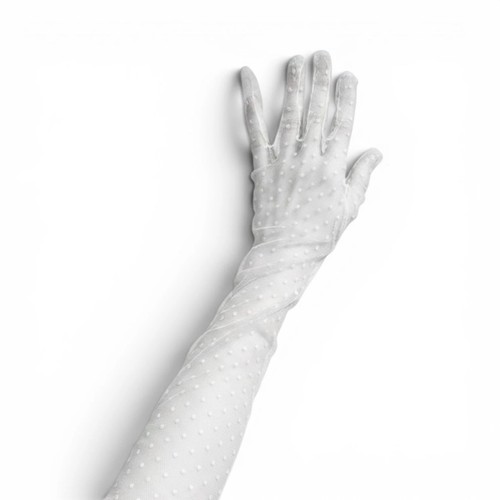 White sheer tulle mesh - sheer, polka