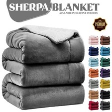 Heavy Sherpa Fleece Blanket 480 GSM Soft Warm Bed Sofa Throw Weighted Blanket UK