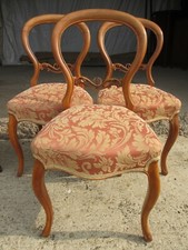 Victorian set of 3 mahogany balloon back dining chairs (ref 822)