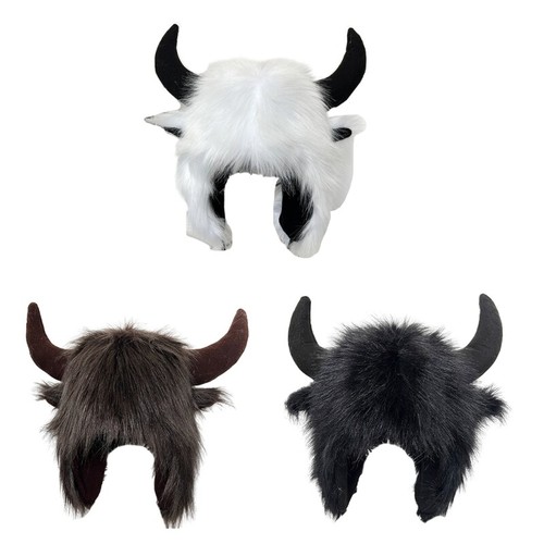 Furry bull hat headwear with - bull,