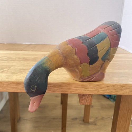 Wooden duck hand carved - wooden, &