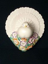 ART DECO SOLIAN WARE SOHO POTTERY DOVE WALL POCKET  F. GARBUTT  EXCELLENT