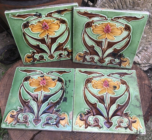 Pottery tiles edwardian art - tiles,
