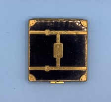 Vintage Zell Fifth Avenue Black Enamelled Suitcase Powder Compact USA