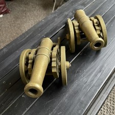 2 x Vintage Brass Cannon On