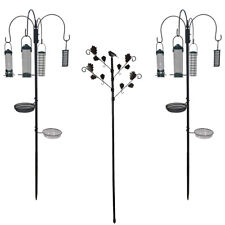 Garden Wild Bird Feeder Feeding Station With Stabiliser Feet Spikes Stand Black