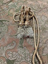 French Antique Elegant Gold Curtain Tie-Backs Two Tassels