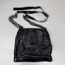 John Galliano crinkle patent black leather shoulder bag