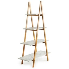 Marble A-Frame Ladder Pyramid Bookcase Bookshelf Display Shelf Unit Triangular