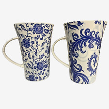 Maxwell & Williams "Blue Tapestry" Tall Mugs 4 3/4" Floral Pattern SET OF 2 MUGS