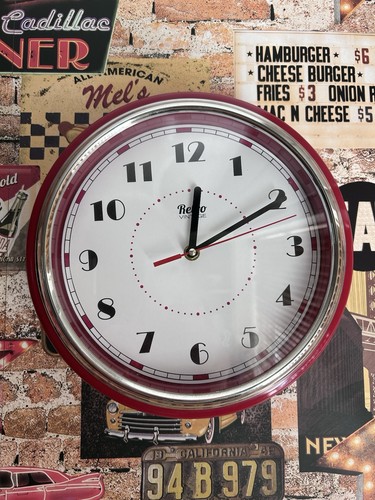 Retro red 1950s wall - retro, clock