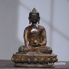 8.7" Antique Tibet Tibetan Buddhism Temple Bronze gilt Amitabha Buddha statue