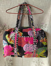 Cotton Yellow Fruit Print Handmade Quilted Duffle Shoulder Bag Boho Hippie Bag