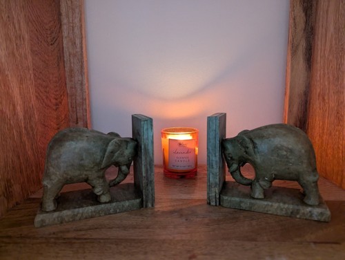 Vintage elephant bookends hand - bookends,