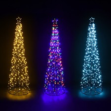 CHRISTMAS CONE TREE DECORATION LED LIGHTS STAR TOPPER XMAS INDOOR & OUTDOOR