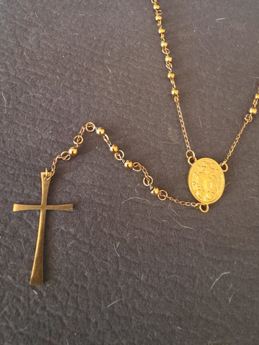 Gold coloured beaded rosary - coloured,
