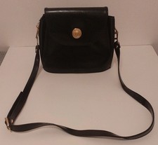 Vintage Versace Black Leather Shoulder Bag Medusa Gold Hardware 